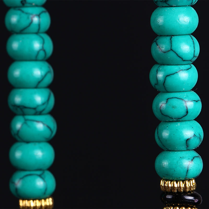 Buddha Stones Tibetan 108 Beads Turquoise Dzi Bead Wisdom Balance Mala
