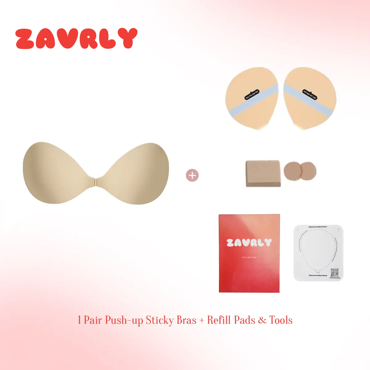#1 Push-up Sticky Bra – Waterproof & Sweat-proof, With Storage Board & Replaceable Adhesive Pads