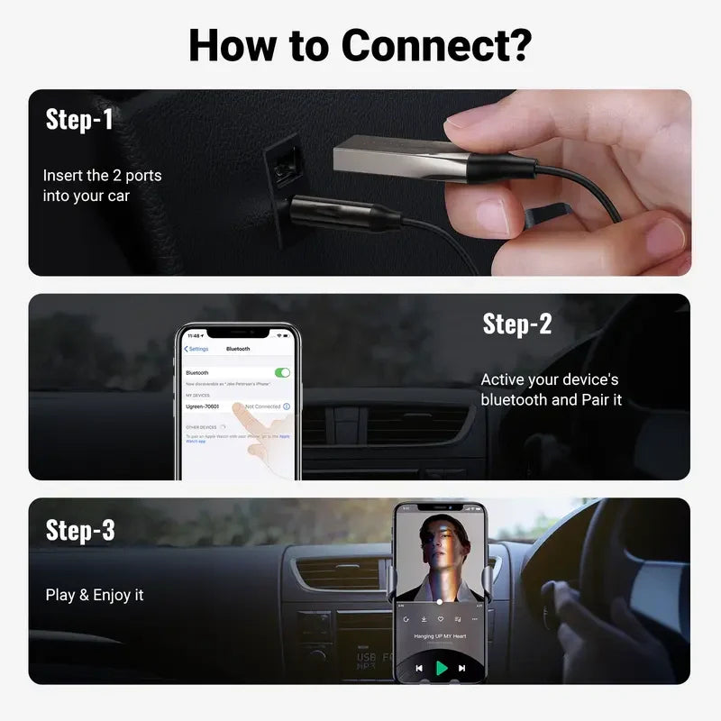 Bluetooth Wireless Receiver Adapter & Hands-Free Car Kit
