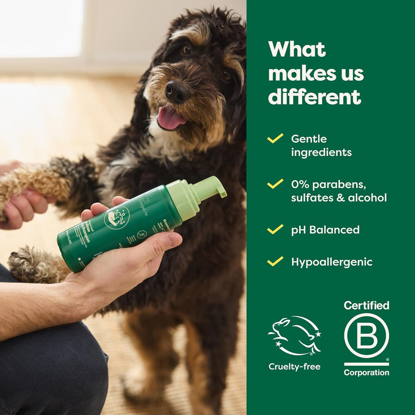 🐕🍃No-Rinse Dog Shampoo 7 oz - White Tea & Basil Scent, Convenient Waterless Formula