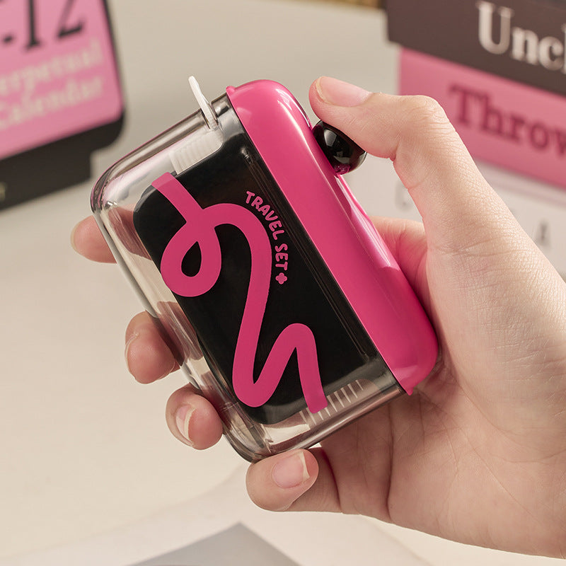 🦷🔄Travel-sized storage case - features an automatic pop-up dispenser
