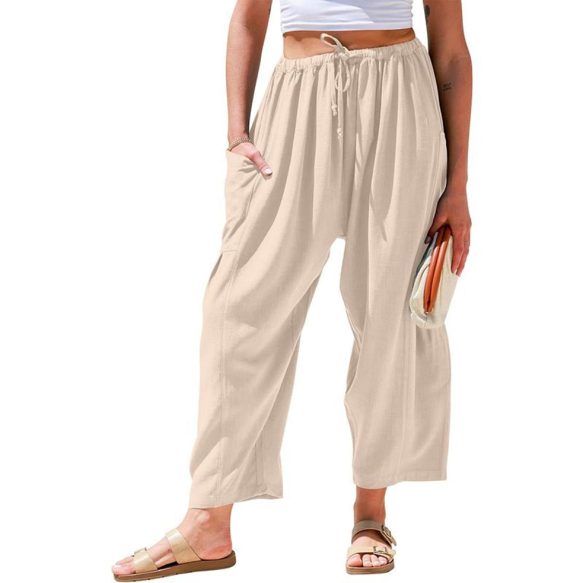 🎁Women's Polyester Wide Leg Pants with Pockets