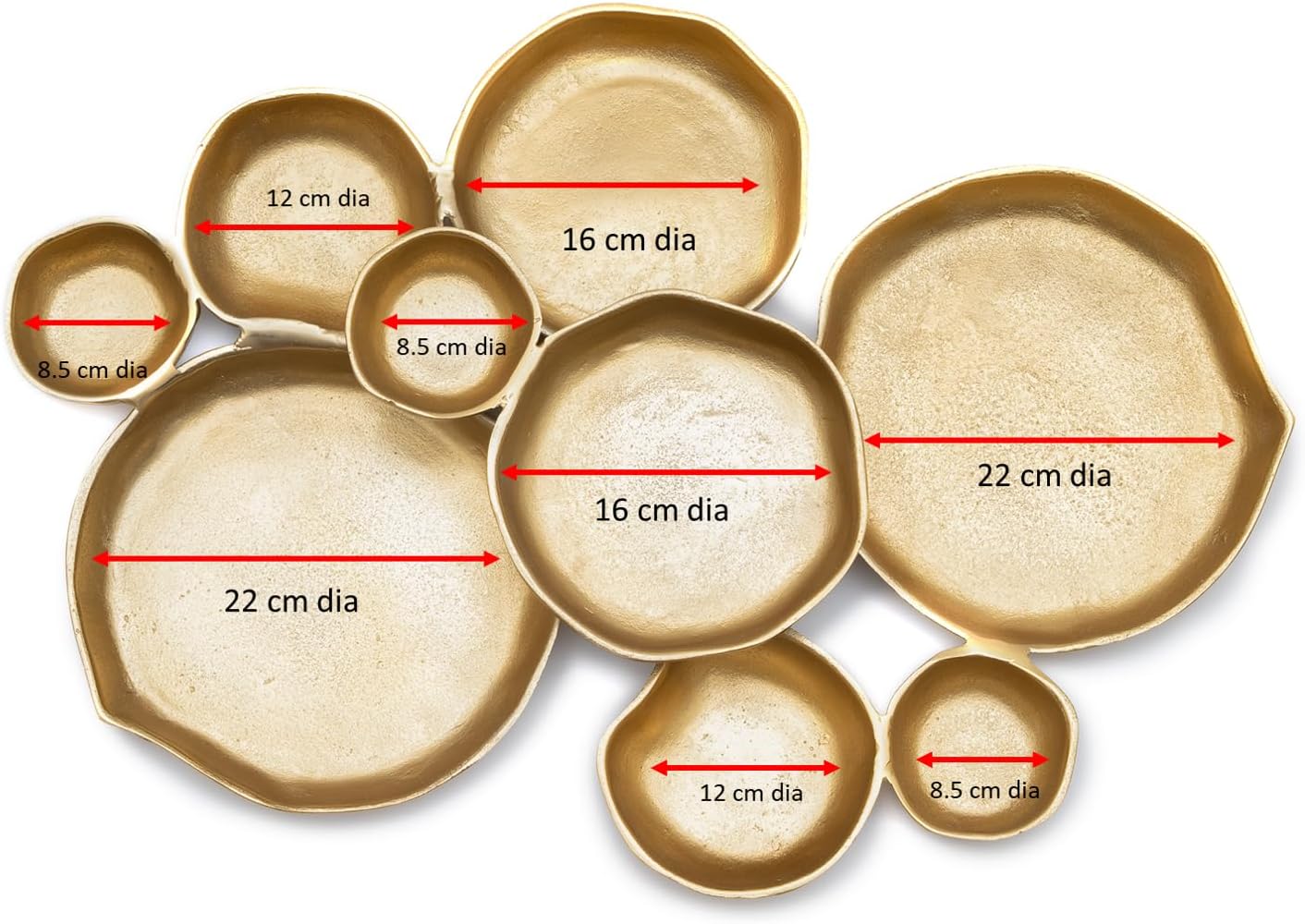 🍽️ Cluster Decorative Bowls – Bright Gold Iron Appetizer Serving Tray