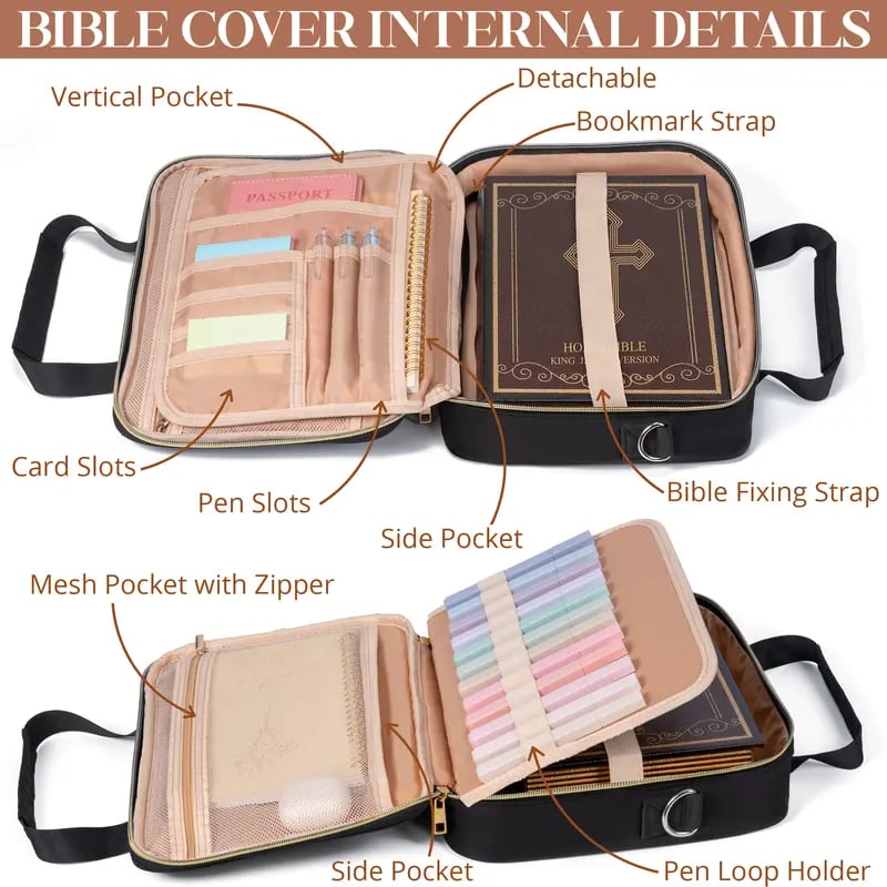 ✍️📖Bible Cover for Women, Large Bible Bag w/ Shoulder Strap
