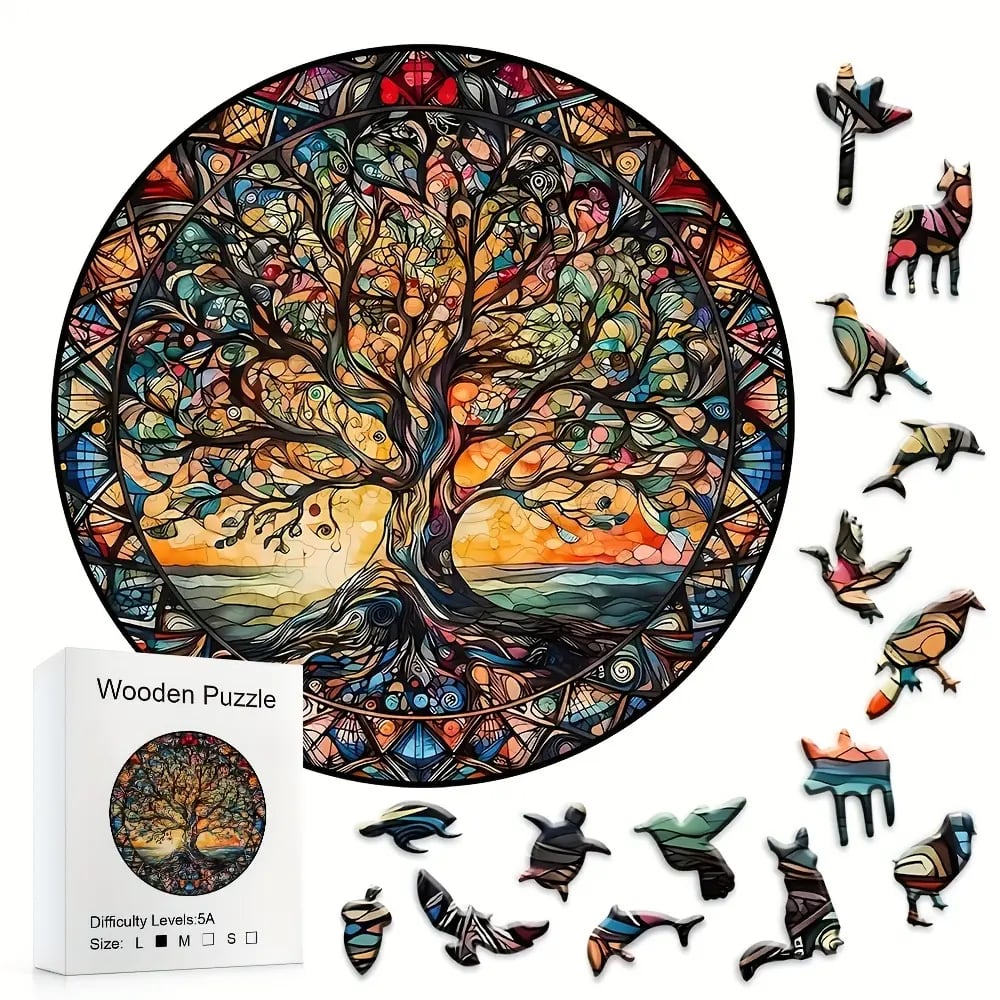 New Colorful Tree of Life Boxed Wooden Jigsaw Puzzle