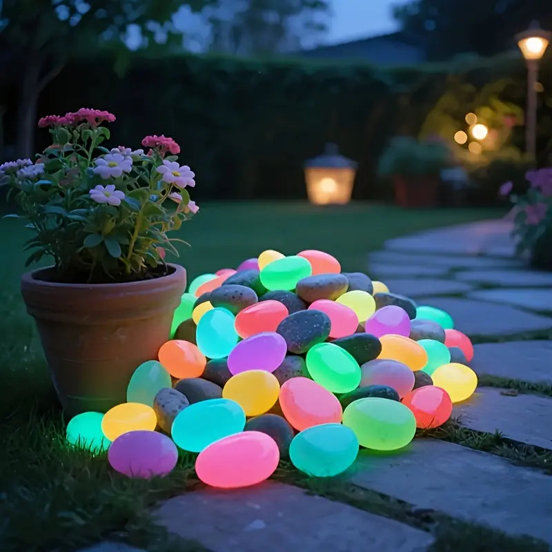 🌙✨Glow-in-the-Dark Small Pebbles（100pcs） – 8+ Hour Night Luminous Stones for Planters, Aquariums & Garden Decor