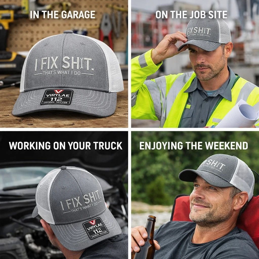 💥LAST DAY 49% OFF-🛠️ I Fix Shit Trucker Hat – Funny Mechanic & Fixer Cap