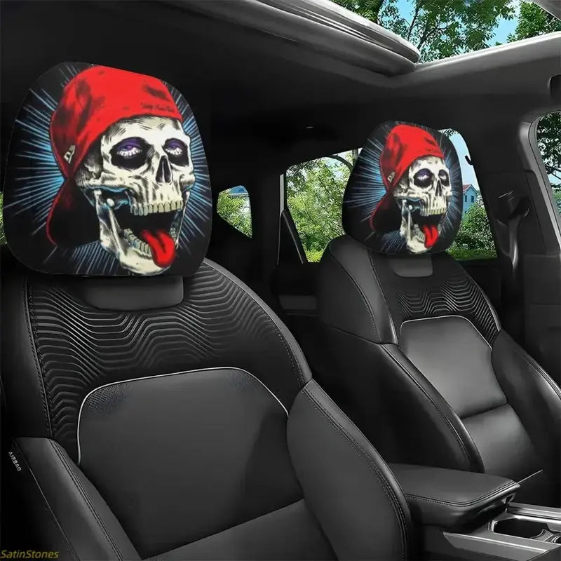 😆 Funny Cartoon Car Headrest Covers – 2PCS Universal Fit 🚗