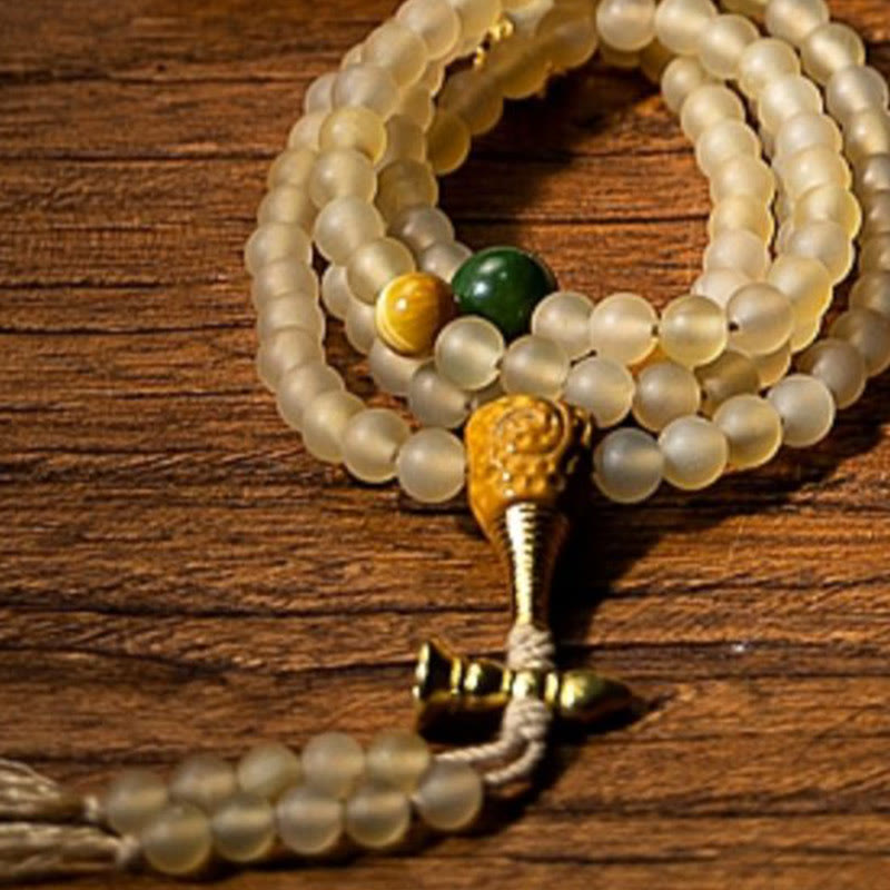 Tibet 108 Mala Beads Chinese Zodiac Natal Buddha Natural Sheep Horn Wealth Bracelet