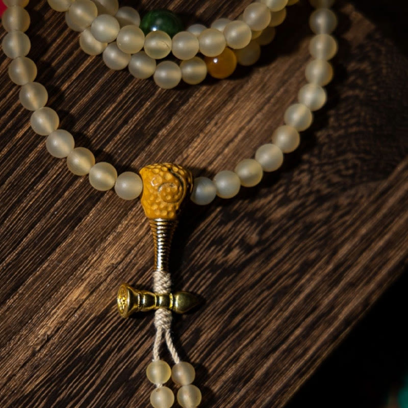 Tibet 108 Mala Beads Chinese Zodiac Natal Buddha Natural Sheep Horn Wealth Bracelet
