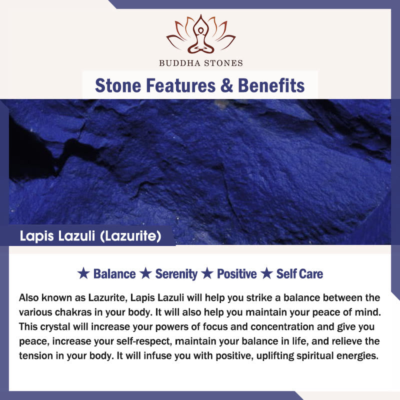 Buddha Stones Tibetan Mala Lapis Lazuli Lazurite Positive Bracelet