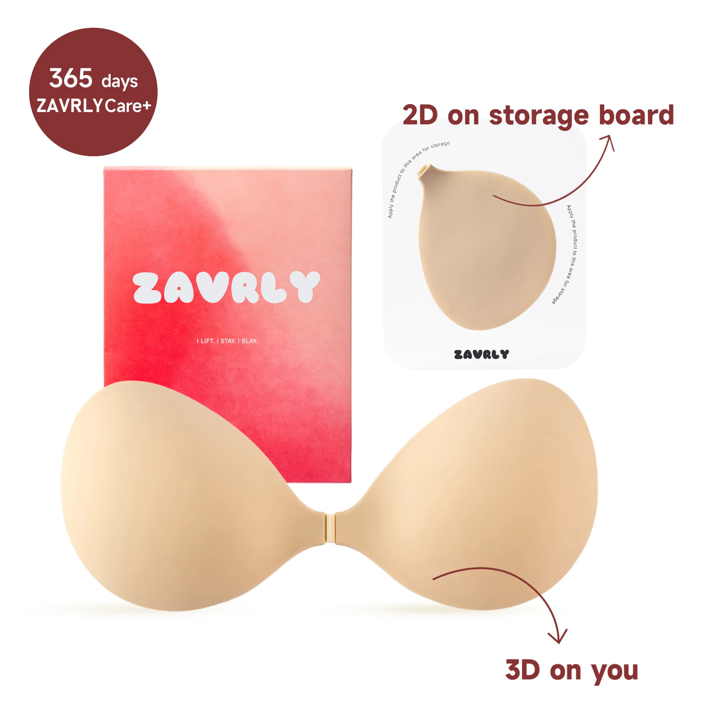 #1 Push-up Sticky Bra – Waterproof & Sweat-proof, With Storage Board & Replaceable Adhesive Pads