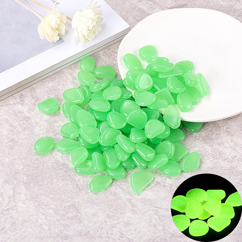 🌙✨Glow-in-the-Dark Small Pebbles（100pcs） – 8+ Hour Night Luminous Stones for Planters, Aquariums & Garden Decor