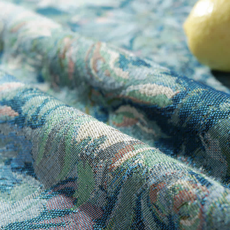 Ownkoti Flower Oil Painting Style Tassel Tablecloth