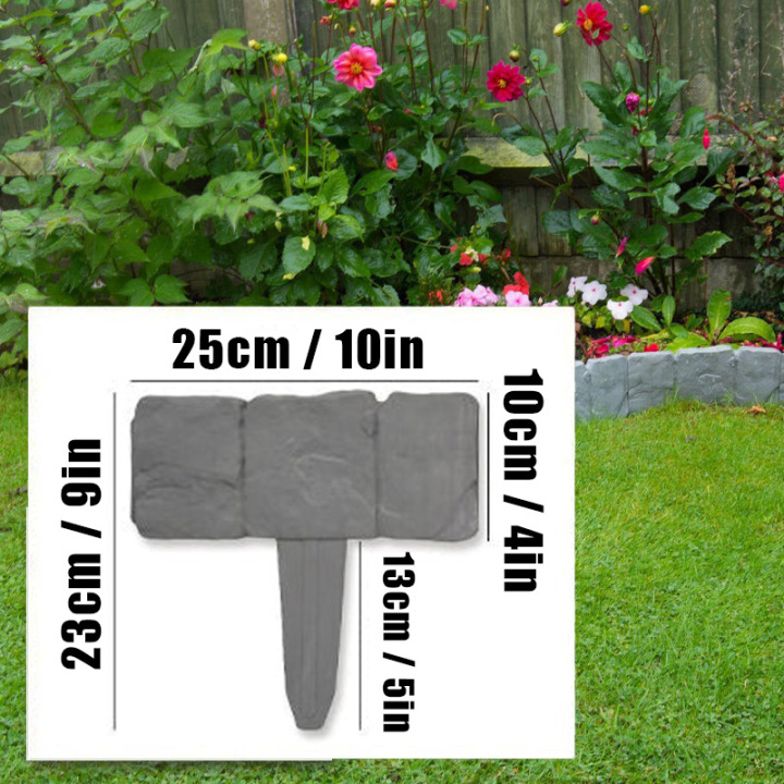 10 pcs Imitation Stone Garden Fence - DIY Garden Edging Border