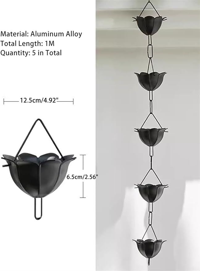Aluminum Lotus Black Rain Chain