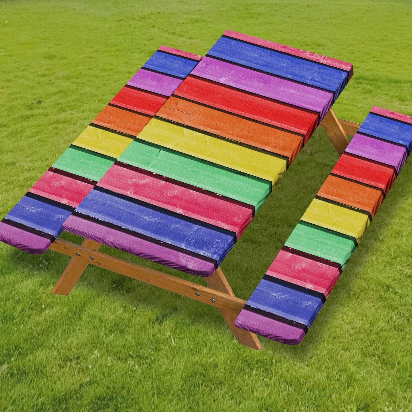 🧺 RNOONY Stretch Picnic Tablecloth Set | Bench Covers + Carry Bag Included 👜