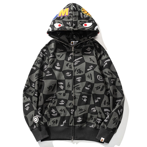 BAPE Gray Shark Zipper Hoodies