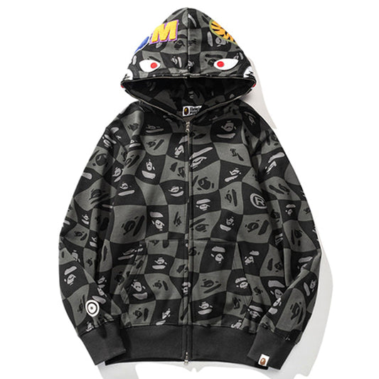 BAPE Gray Shark Zipper Hoodies