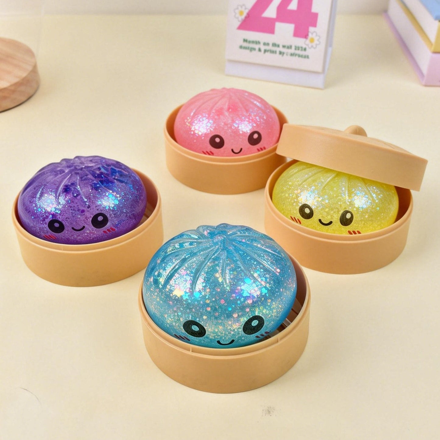 🔥 LAST DAY 50% OFF | Glitter Dumpling Squishy Steamer Blind Box