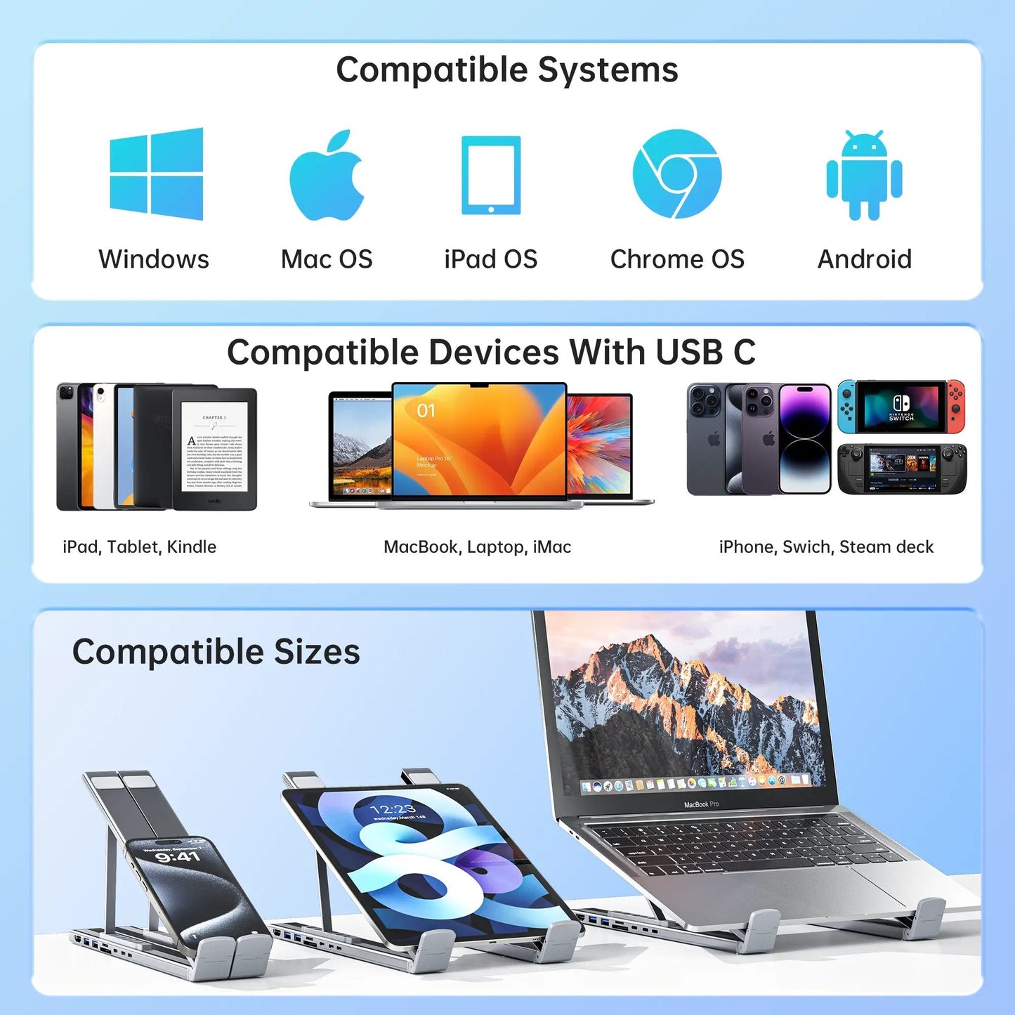 🏆Flash Sale⚡ 50K+ SOLD! Almost Gone-💥💻USB C Laptop Stand with Docking Station