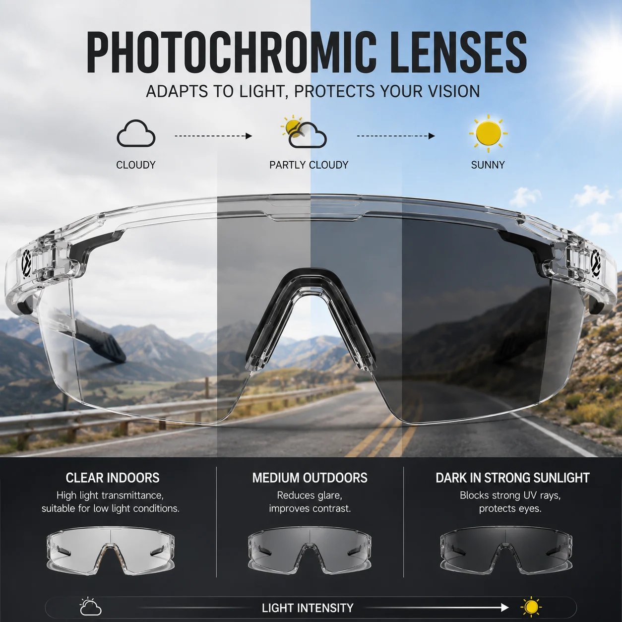🔥49% OFF This Week Promotions🕶️UV400 Photochromic Polarized Safety Glasses – 🥇Impact Resistant Outdoor Sports & Work Eyewear✨