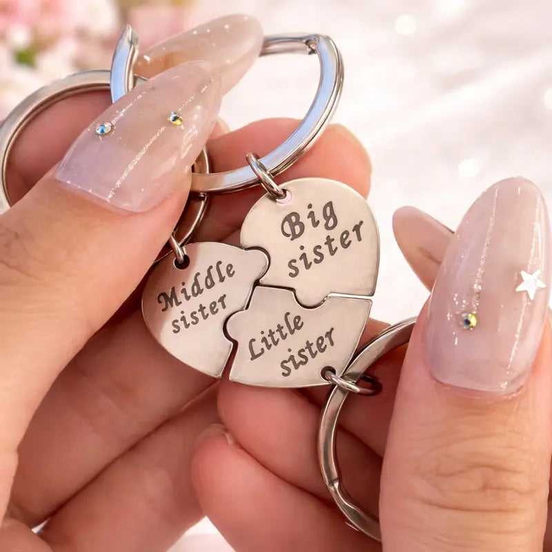 👭🎁3PCS Sister Keychain Sister Gifts