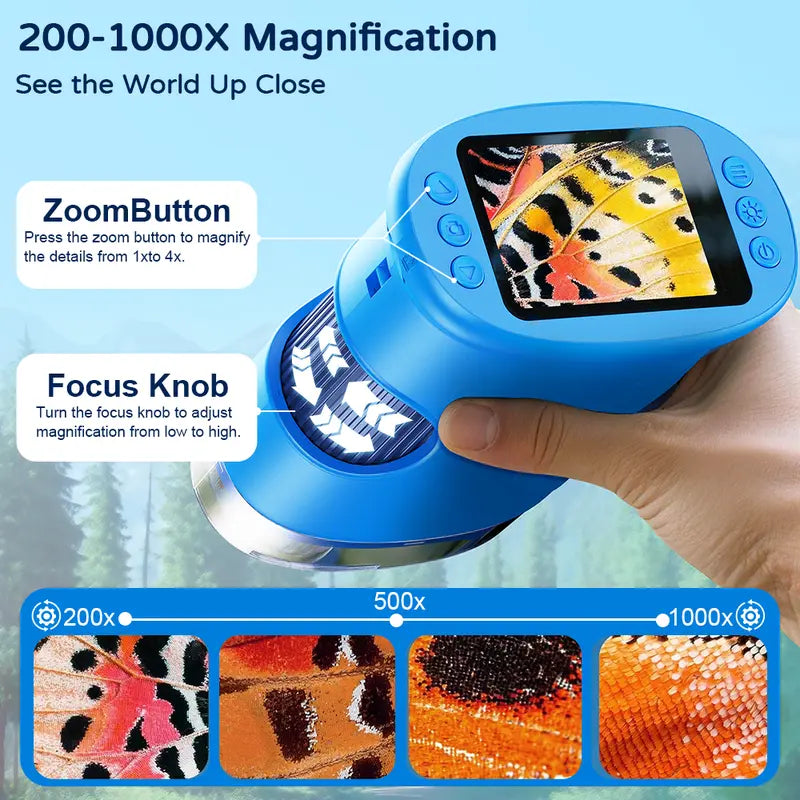 [2026 Upgraded Version] 1000x Handheld Microscope for Children