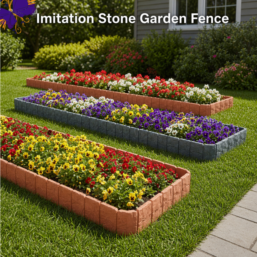 10 pcs Imitation Stone Garden Fence - DIY Garden Edging Border