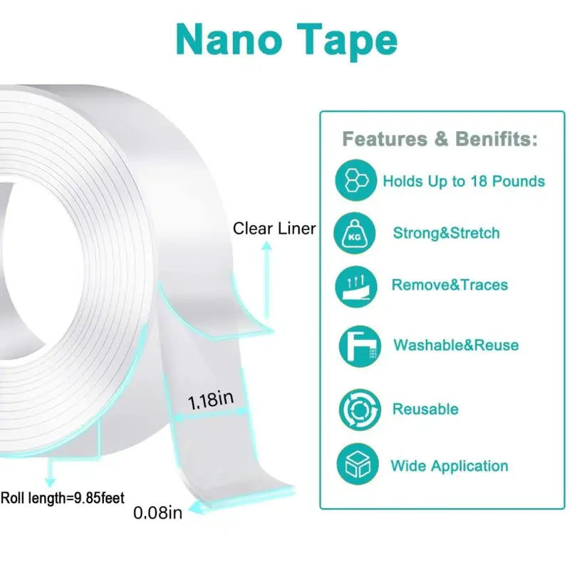 ✨🔄Ultra-strong Double Sided Adhesive Nano Tape