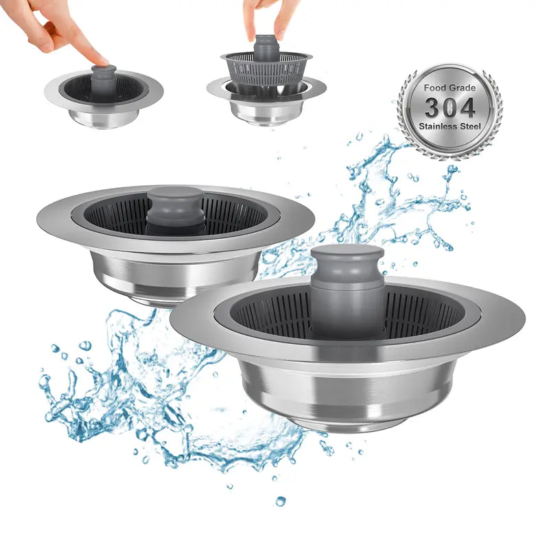 🎁 LAST DAY: 50% OFF! 🚰3-in-1 Sink Plug: No More Clogs & Odors (Premium 304 Steel) ✨