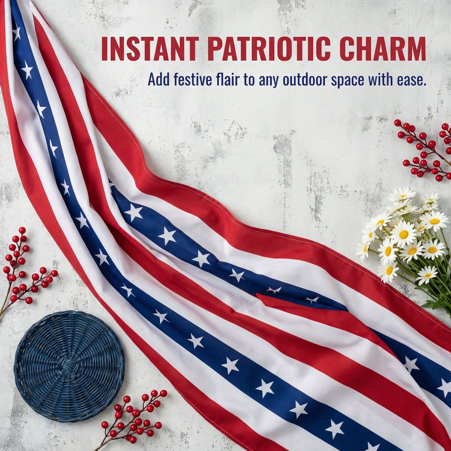 236"*20" Patriotic USA Banner – 250th Anniversary Red White Blue Bunting, Independence Day Outdoor Porch & Fence Decoration
