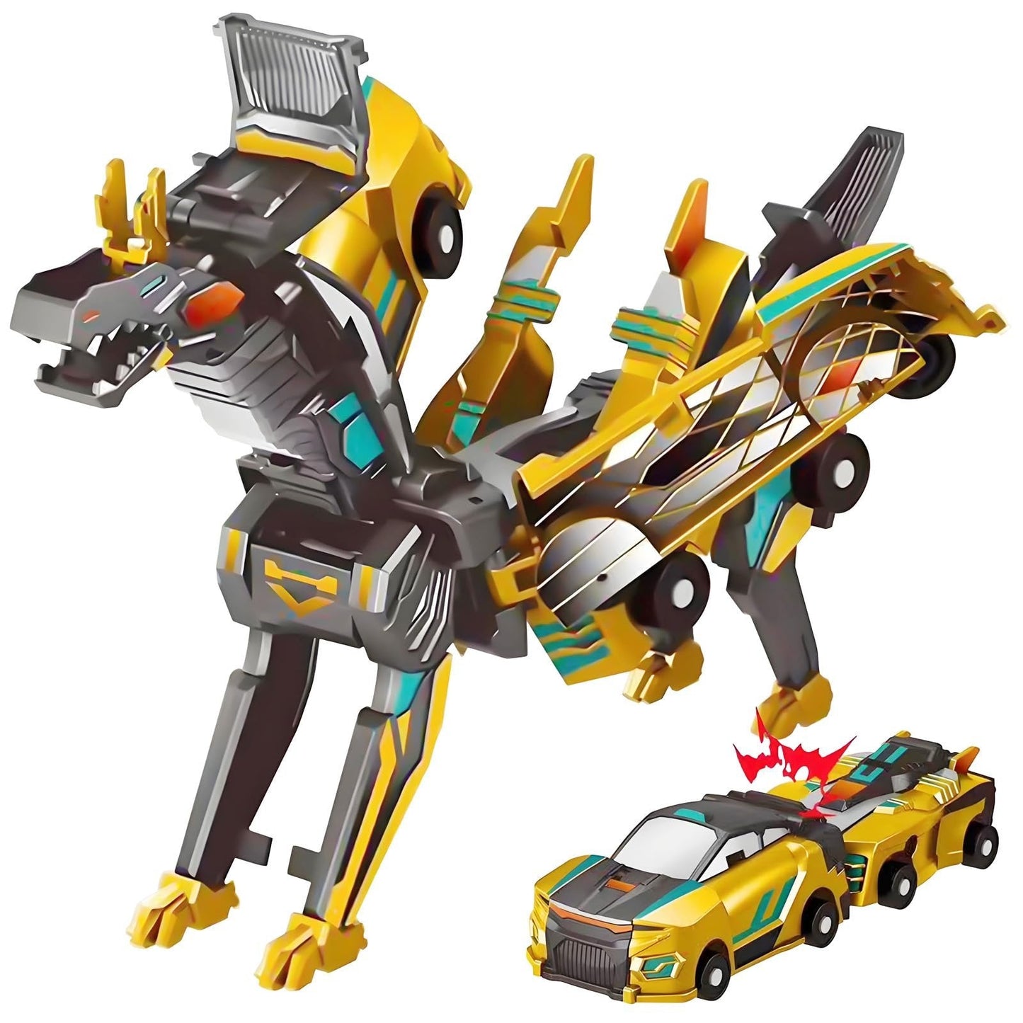 🎁Children's Day Special✨ 2-in-1 Transforming Dragon Car Toy with Collision Action