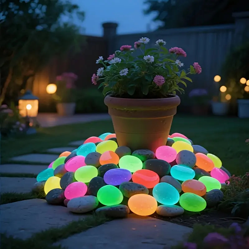 🌙✨Glow-in-the-Dark Small Pebbles（100pcs） – 8+ Hour Night Luminous Stones for Planters, Aquariums & Garden Decor
