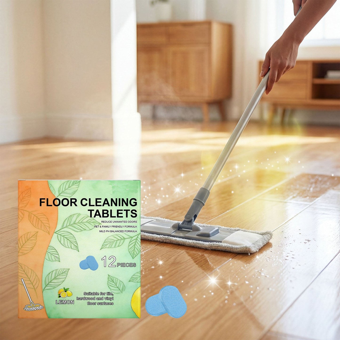 🧼🧼Floor Cleaning Tablets - Safe for Wood Tile Marble Quick Dry No Residue