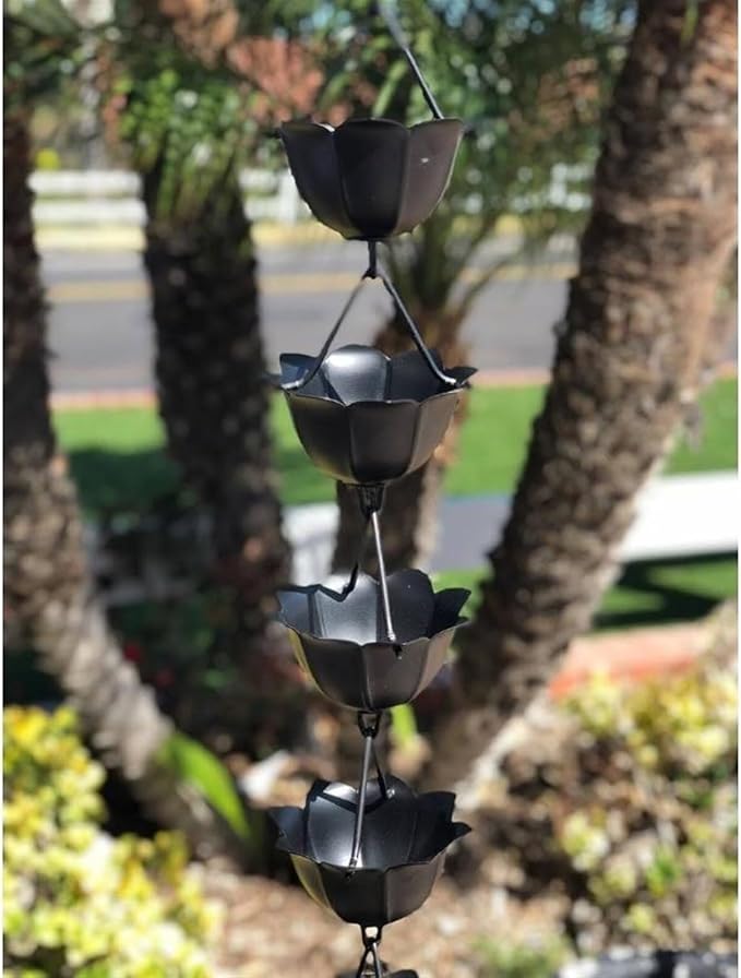 Aluminum Lotus Black Rain Chain