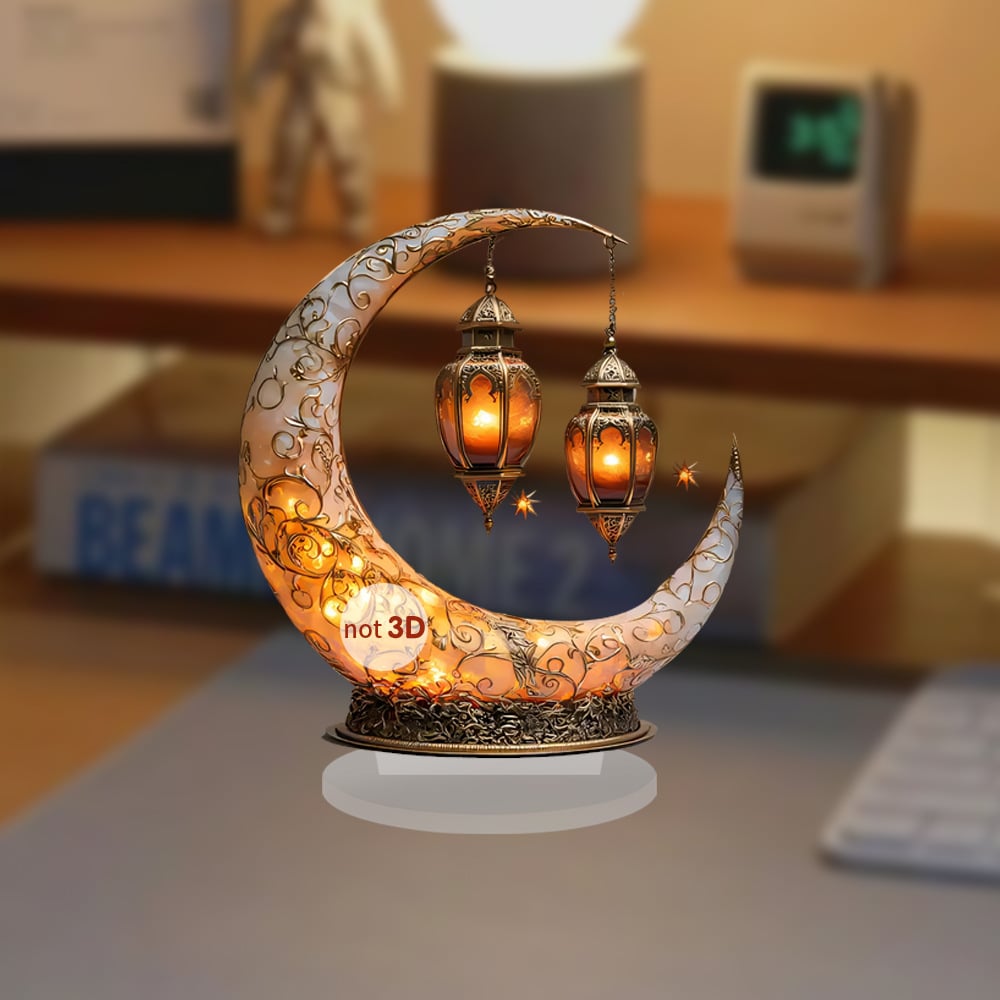 🕌2D-Moschee- und Mond-Ornament🌙Ramadan-Fest