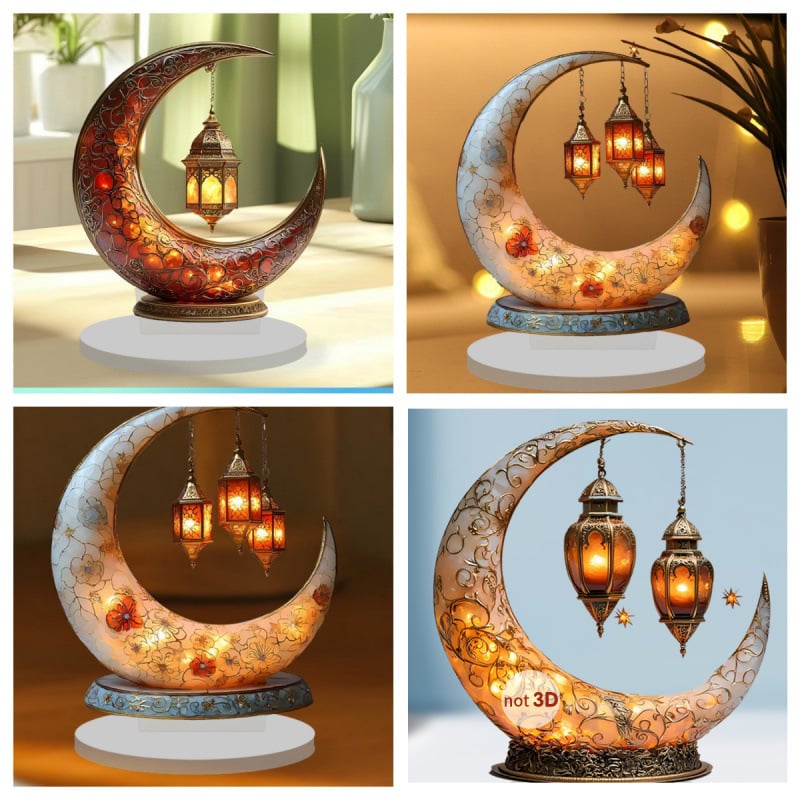 🕌2D-Moschee- und Mond-Ornament🌙Ramadan-Fest