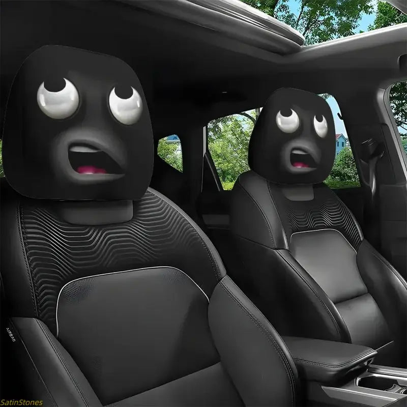 😆 Funny Cartoon Car Headrest Covers – 2PCS Universal Fit 🚗