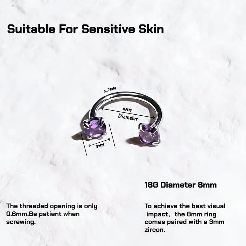 Horseshoe Nose Rings (6-Pack) — Includes Ball Retainers and Insertion Pins