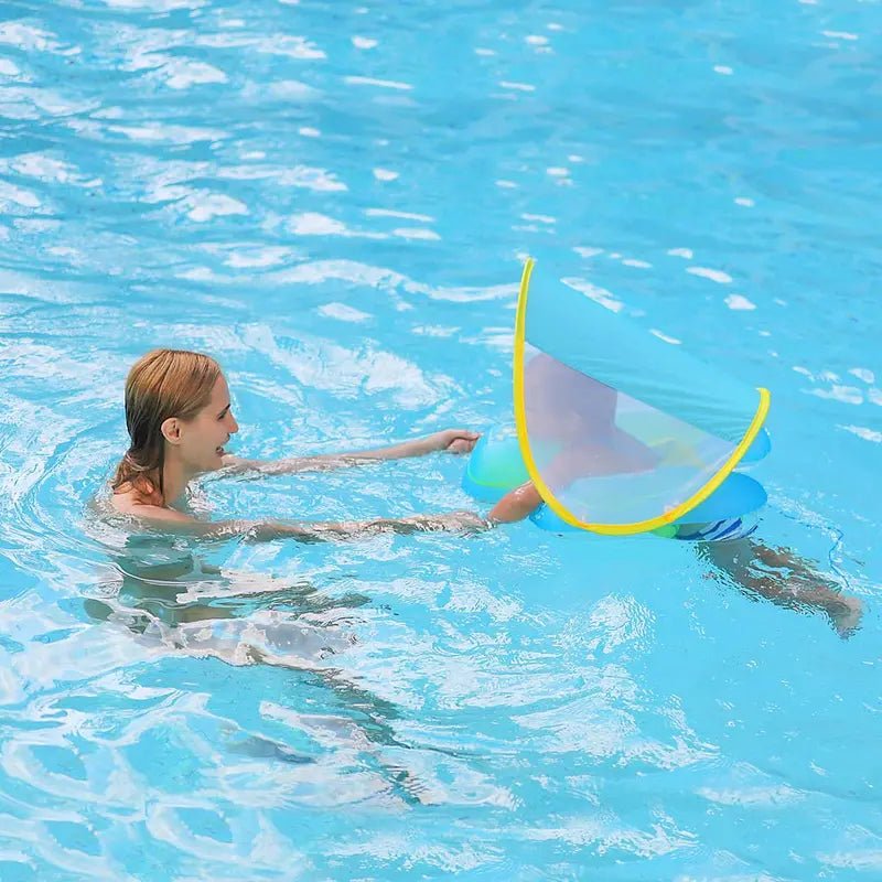 [Summer Energy] Inflatable Baby Swimming Ring with Shoulder Straps and Sunshade - Baby Safety Pool Seat