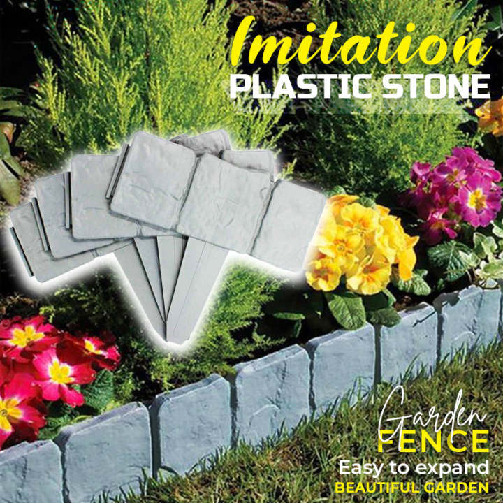 10 pcs Imitation Stone Garden Fence - DIY Garden Edging Border
