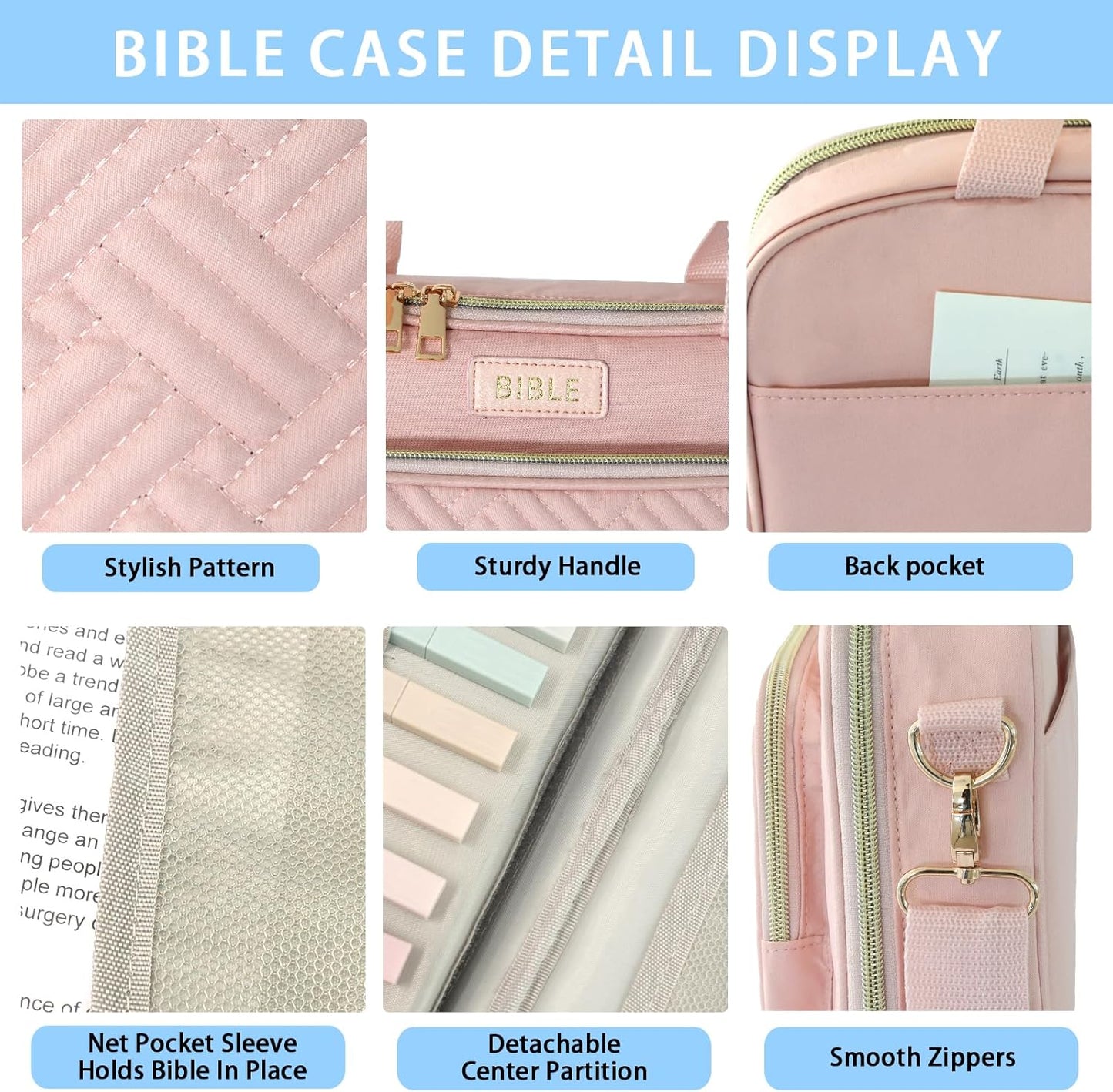 ✍️📖Bible Cover for Women, Large Bible Bag w/ Shoulder Strap