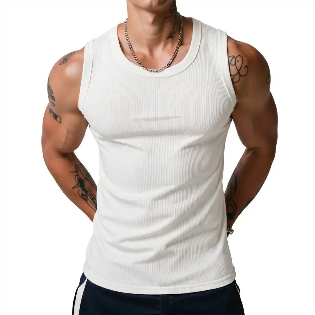 ⚡Hot Sales 49% OFF🔥Men's  Wide Strap Ribbed Tank Top