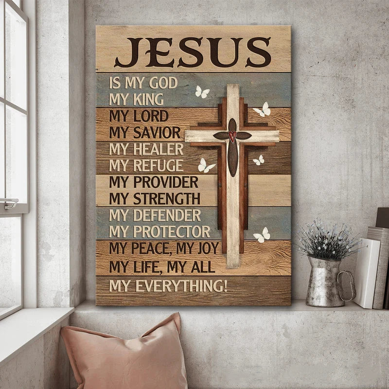 Jesus is my God, my King, my Lord, my Savior canvas mural