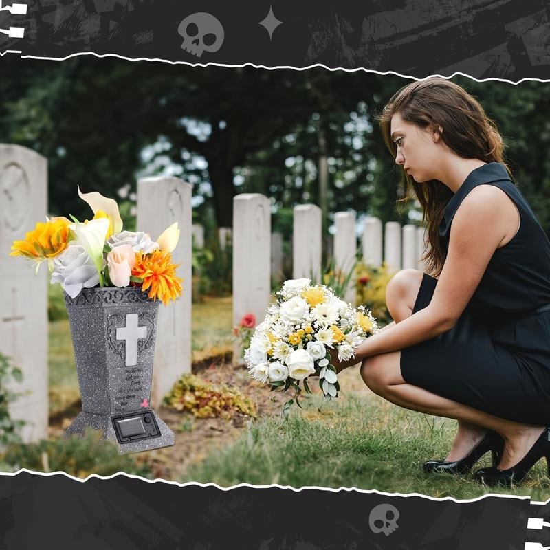 ✨2026 Spring Special Offer 49% OFF💐🕯️Solar-powered Cross Angel Flowerpot Cemetery Vase