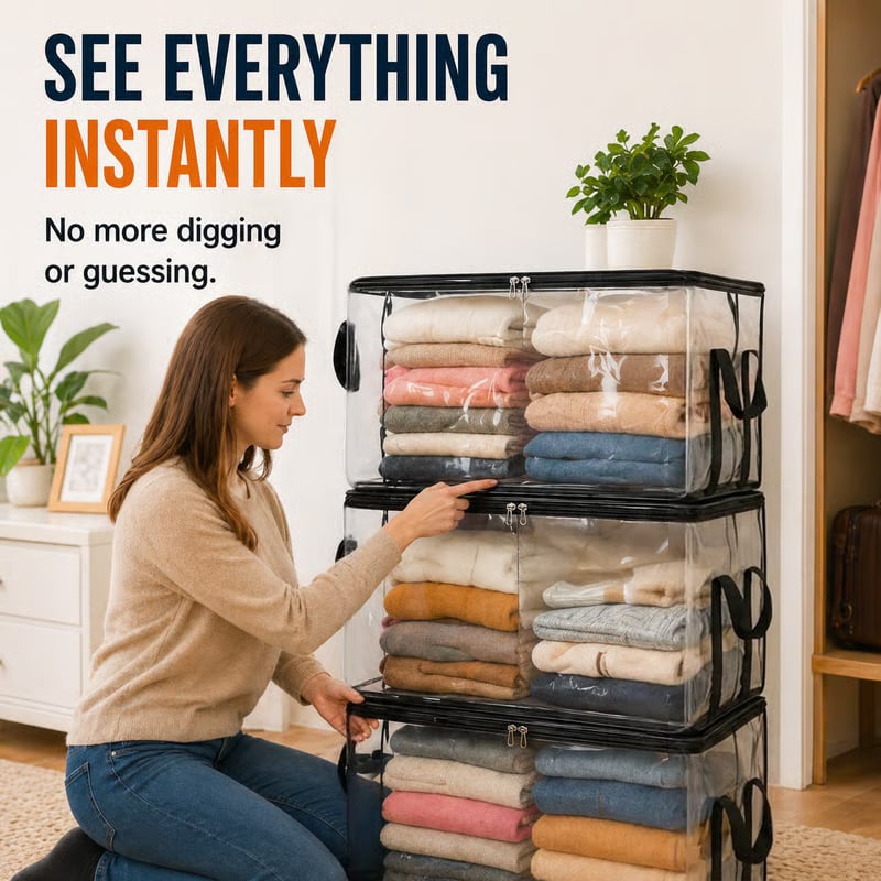 🔥🔥Mother's Day Sale 55% OFF 🎁 Heavy-Duty Clear Storage Bag for Clothes & Moving