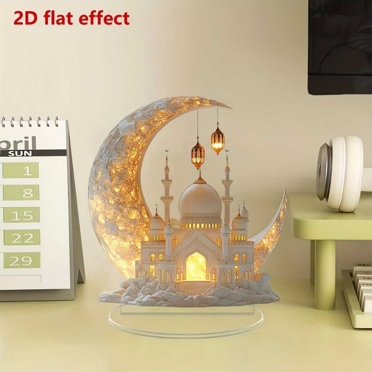 🕌2D-Moschee- und Mond-Ornament🌙Ramadan-Fest