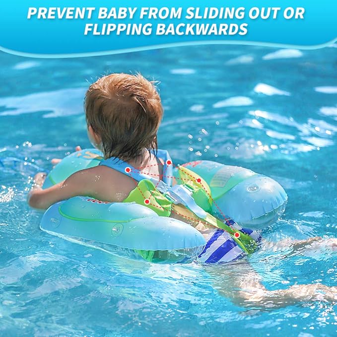 [Summer Energy] Inflatable Baby Swimming Ring with Shoulder Straps and Sunshade - Baby Safety Pool Seat