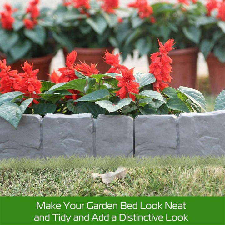 10 pcs Imitation Stone Garden Fence - DIY Garden Edging Border